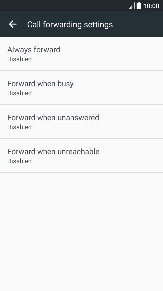 Press the required divert type.