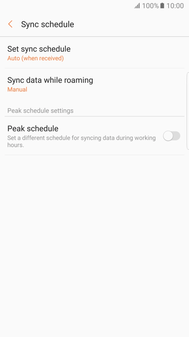 Press Set sync schedule. Press Set sync schedule.