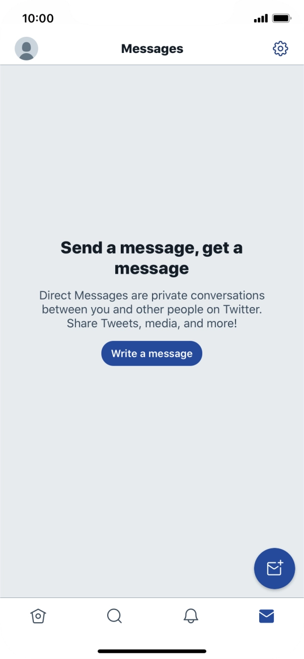 Press the new message icon. Press the new message icon.