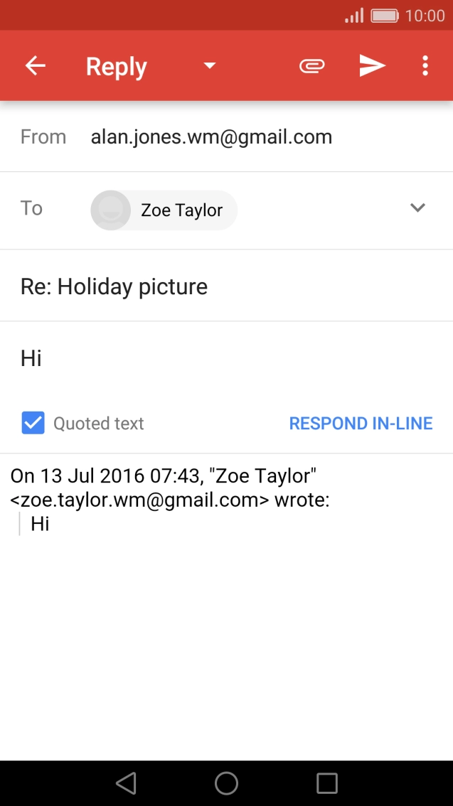 Write the required text and press the send icon.