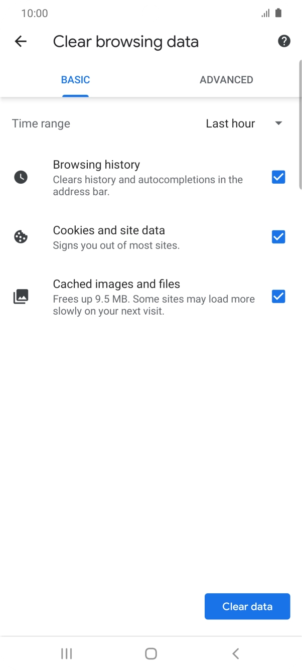 Press the fields next to the required data types. Press the fields next to the required data types.