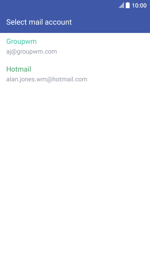 Press the required email account. Press the required email account.