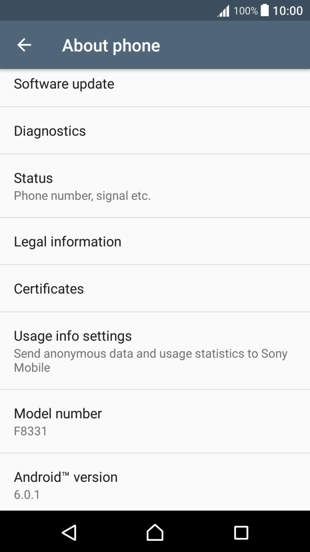 Your phone's software version is displayed below Android™ version. Your phone's software version is displayed below Android™ version.