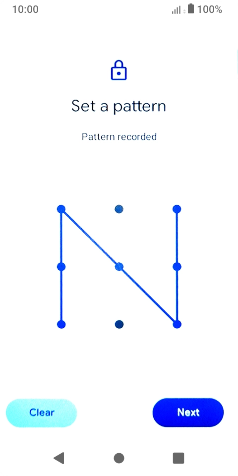 Slide your finger across the screen to connect at least four points and press Next. Slide your finger across the screen to connect at least four points and press Next.