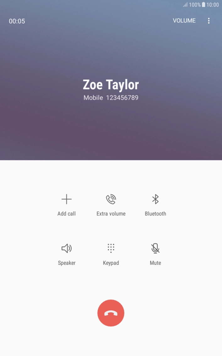 Press the end call icon.