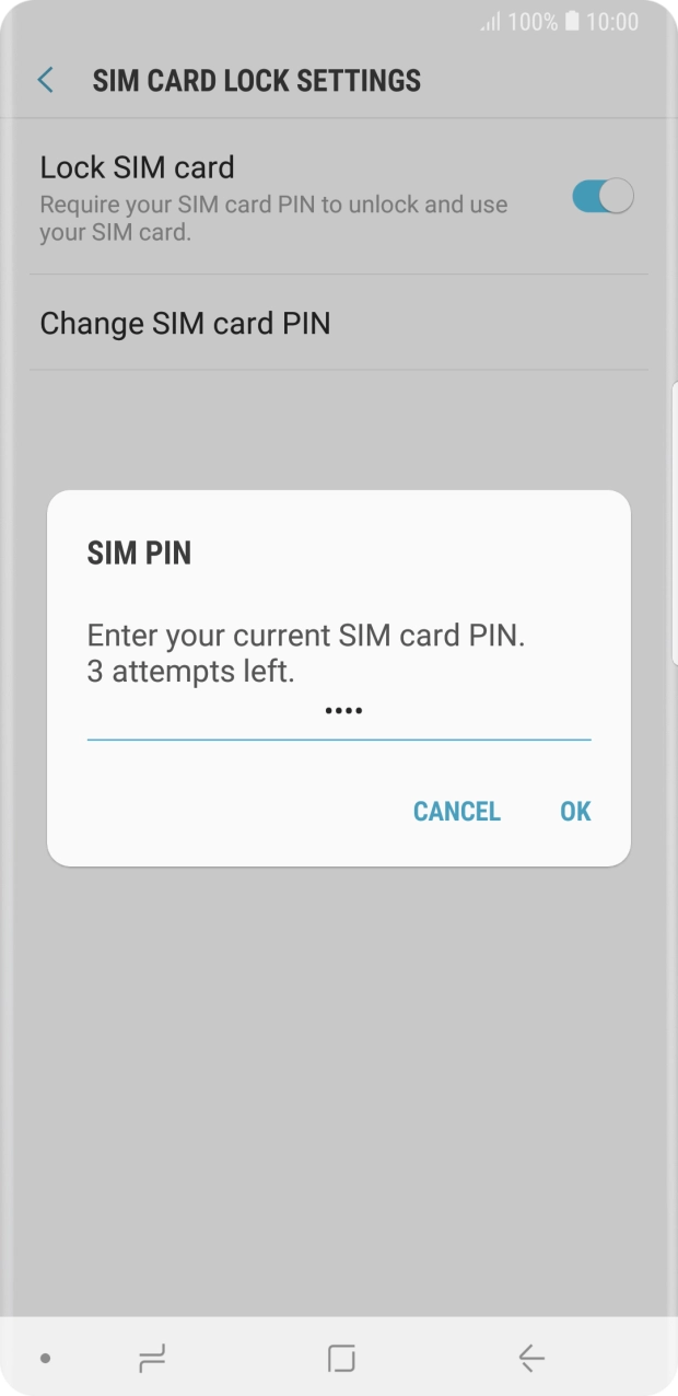 Key in your current PIN and press OK. Key in your current PIN and press OK.
