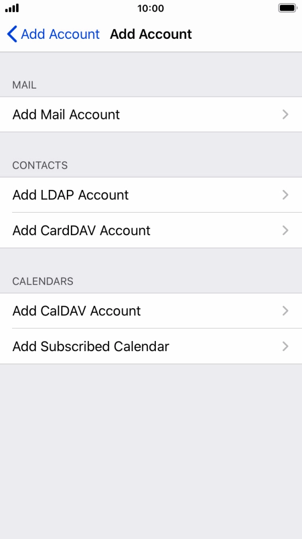 Press Add Mail Account. Press Add Mail Account.