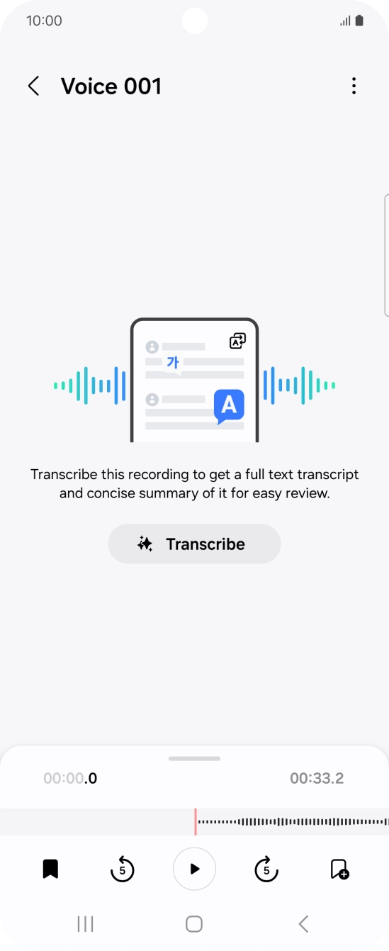 Press Transcribe. Press Transcribe.