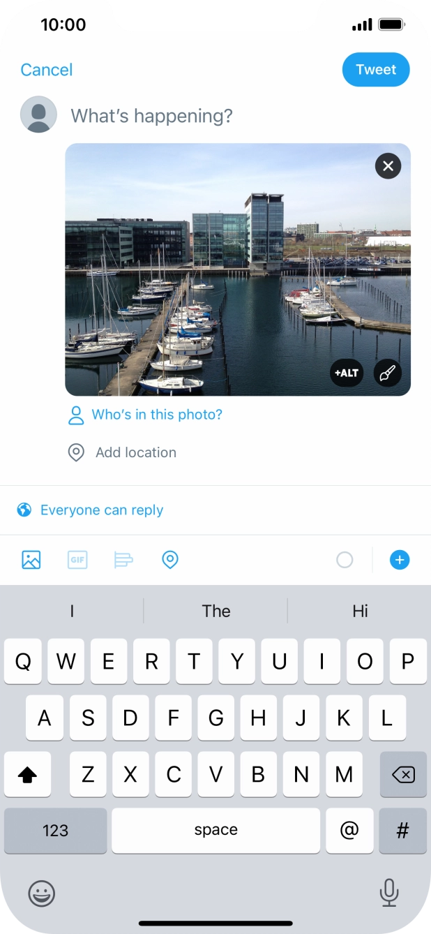 Press the text input field. Press the text input field.
