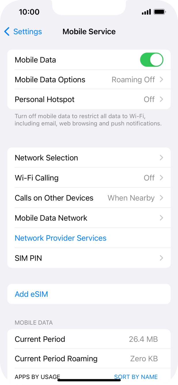 Press Mobile Data Options. Press Mobile Data Options.