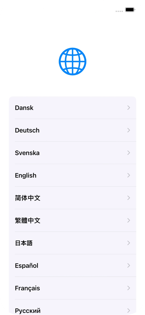 Press the required language. Press the required language.