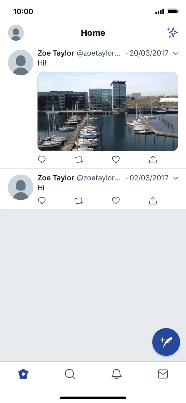 Press the new tweet icon. Press the new tweet icon.