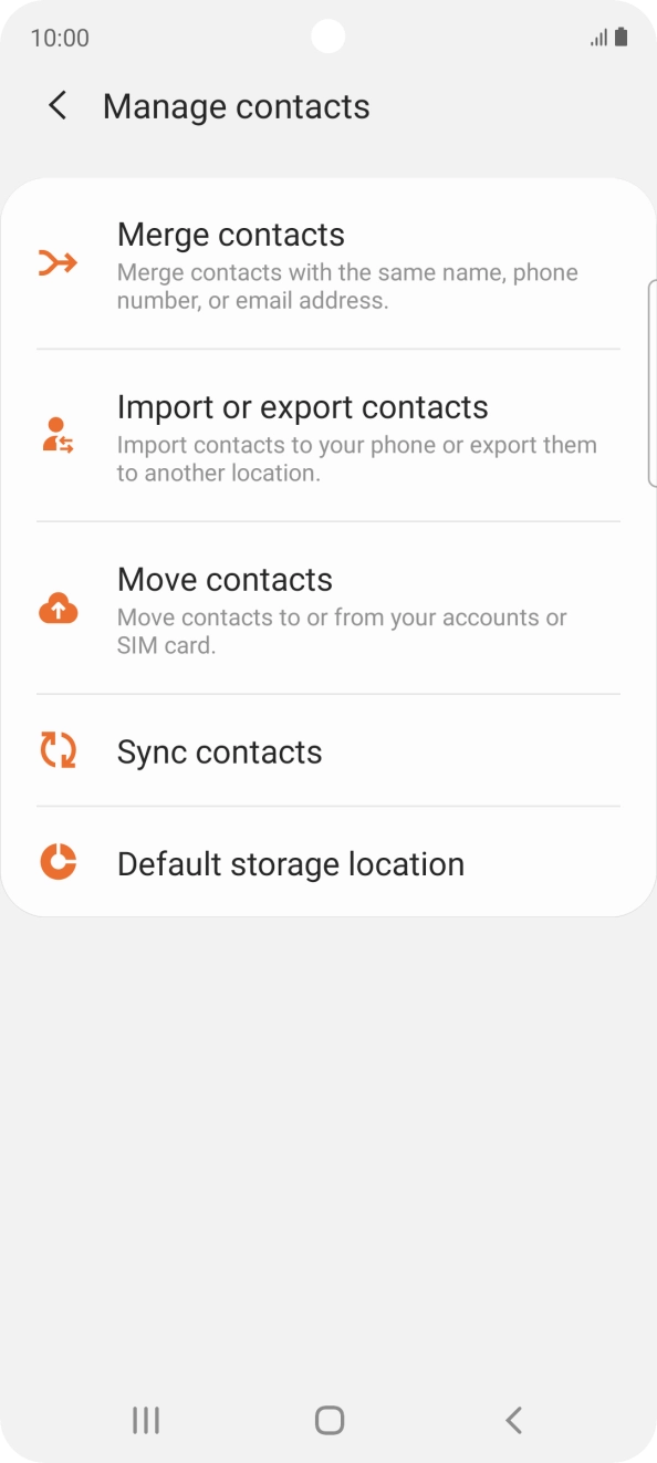 Press Import or export contacts. Press Import or export contacts.