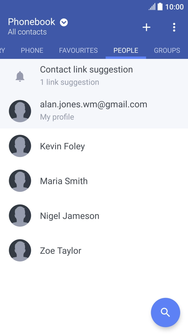 Press the required contact. Press the required contact.
