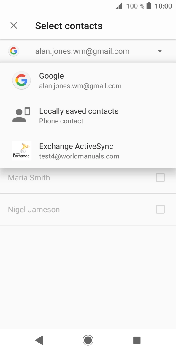 Press Locally saved contacts. Press Locally saved contacts.