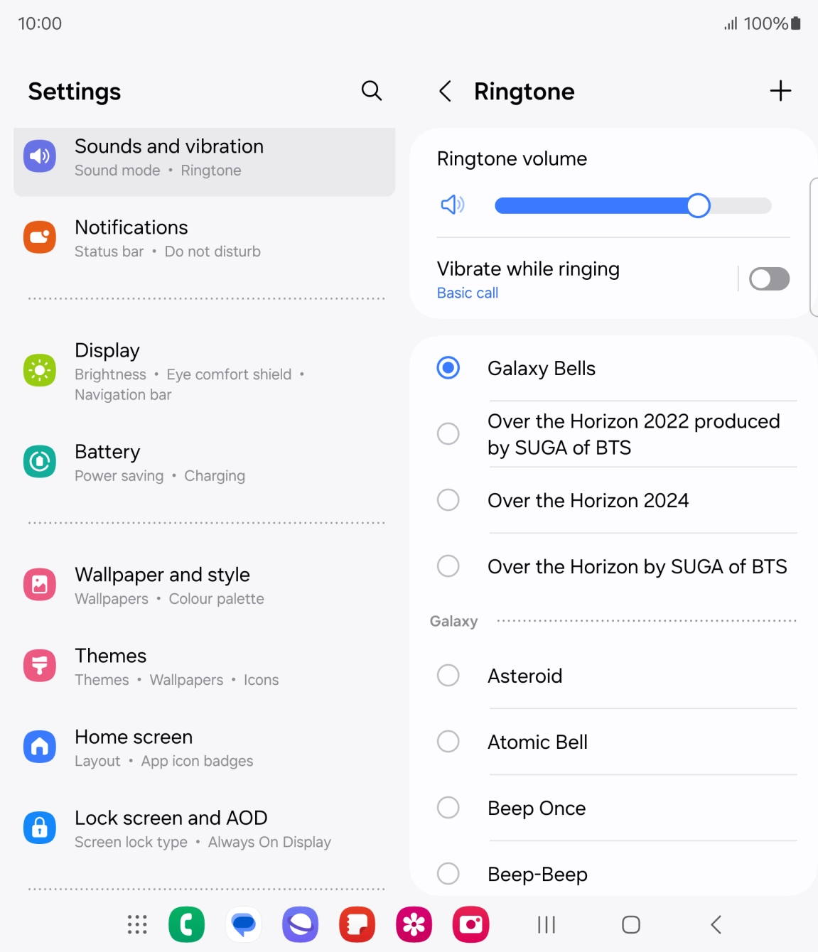 Press the different ring tones to hear them.
