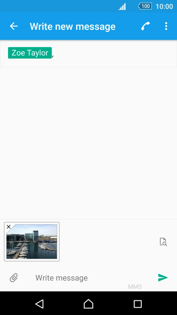 Press the text input field and write the text for your picture message.