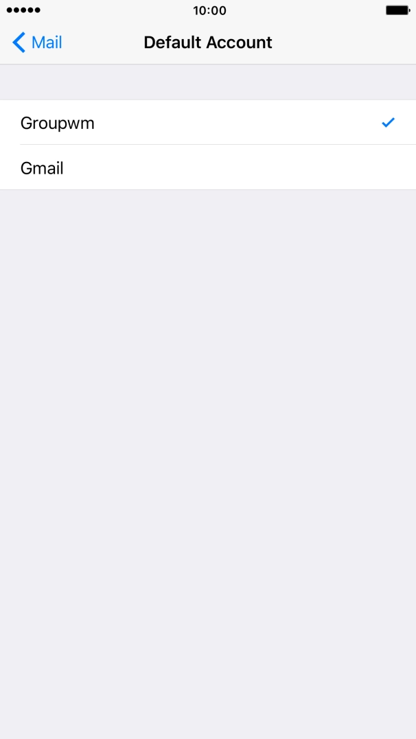 Press the required email account to select the email account as your default account. Press the required email account to select the email account as your default account.