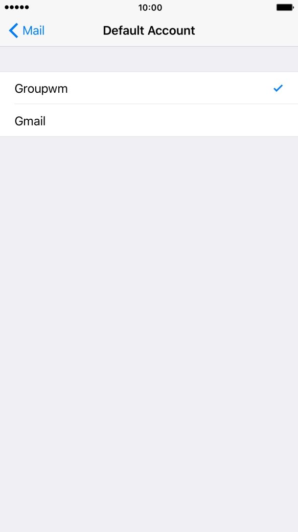 Press the required email account to select the email account as your default account. Press the required email account to select the email account as your default account.