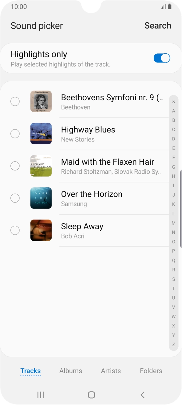 Press the different ring tones to hear them.