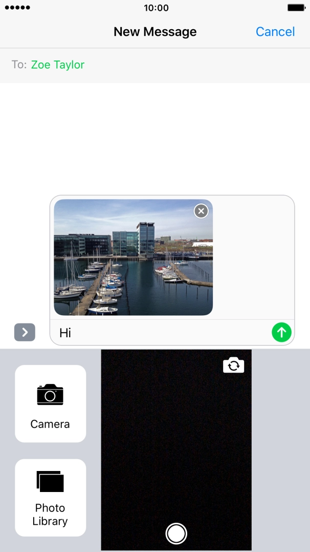 Press the send icon when you've finished your picture message. Press the send icon when you've finished your picture message.