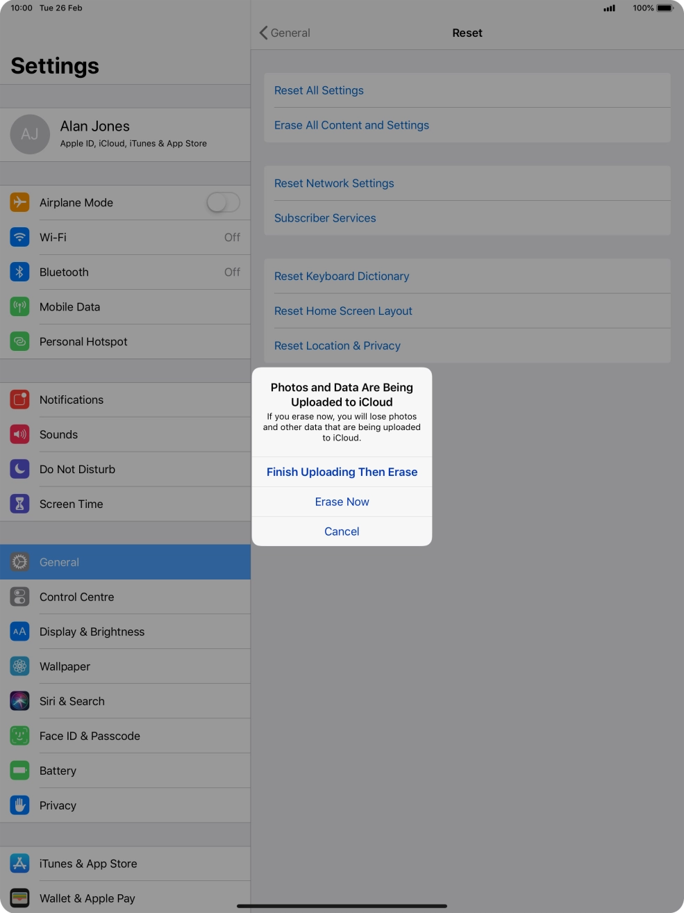 Press the required setting. Press the required setting.
