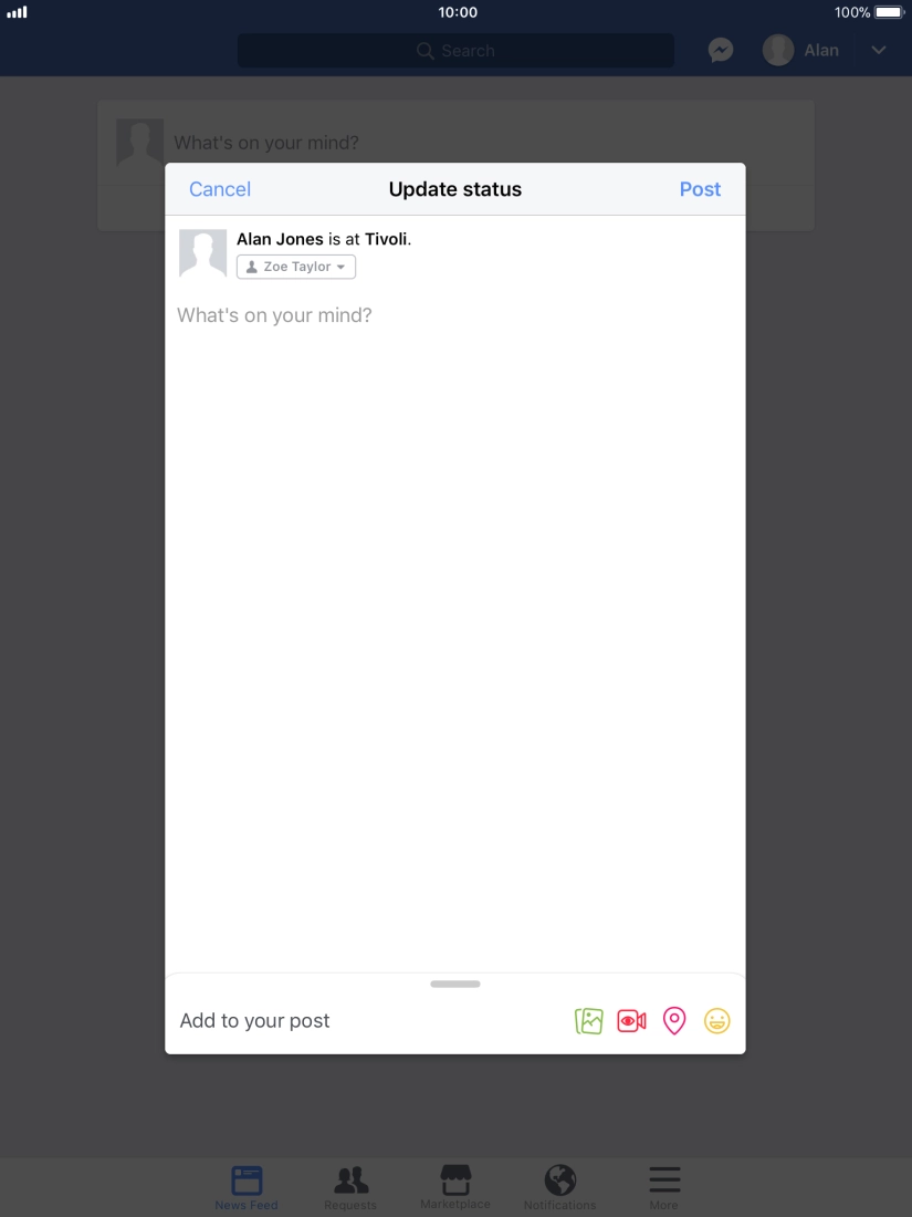 Press the text input field. Press the text input field.
