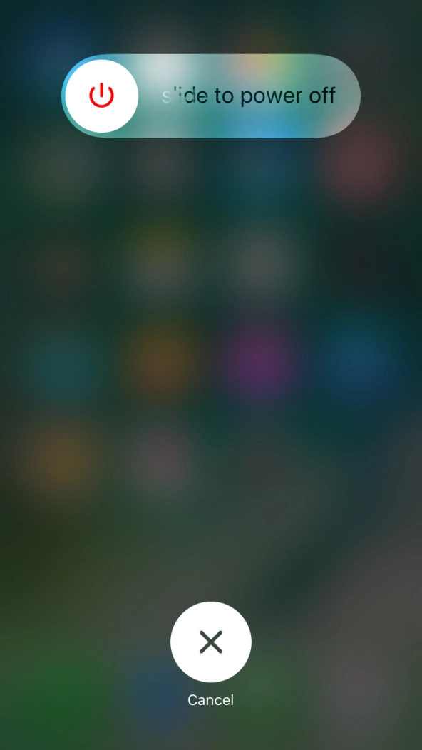 Press and drag the power off icon right.