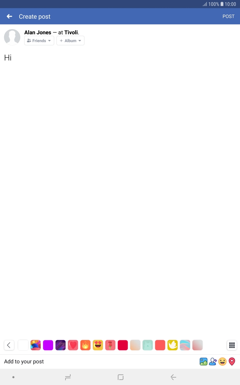 Write the required text and press POST. Write the required text and press POST.