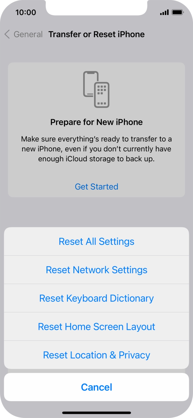 Press Reset All Settings. Press Reset All Settings.