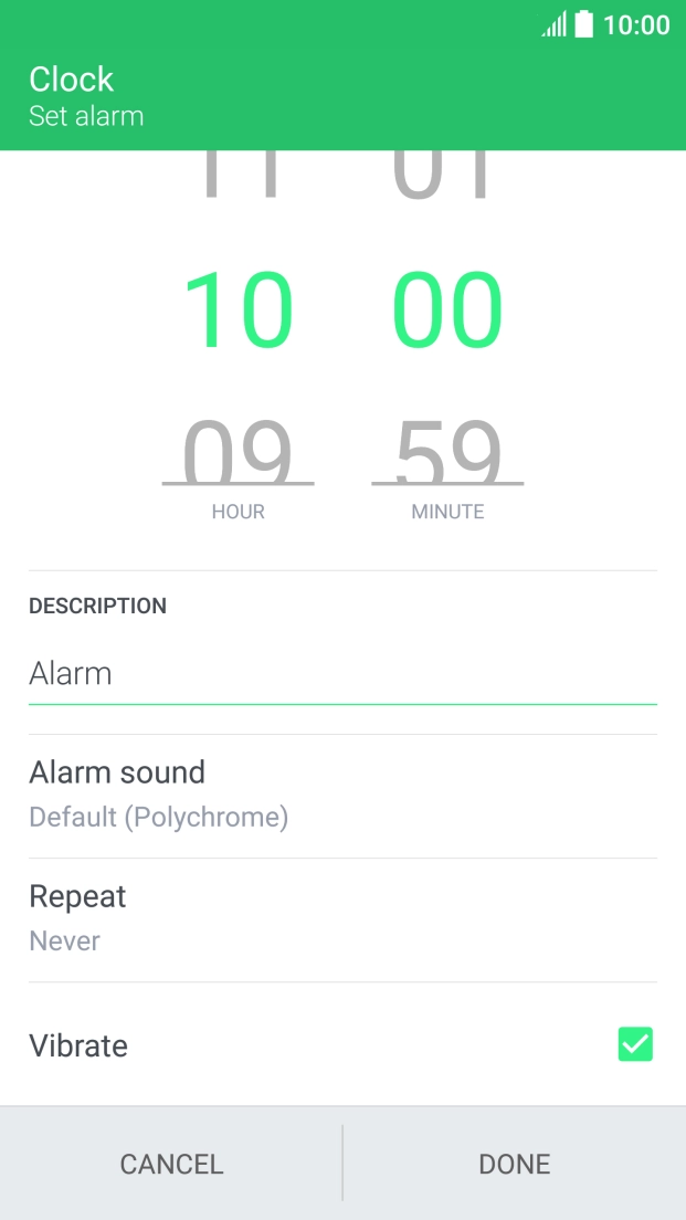 Press Alarm sound.