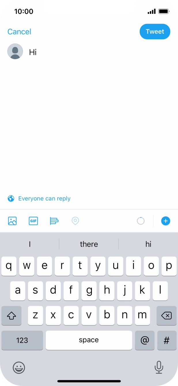 Write the required text and press Tweet. Write the required text and press Tweet.