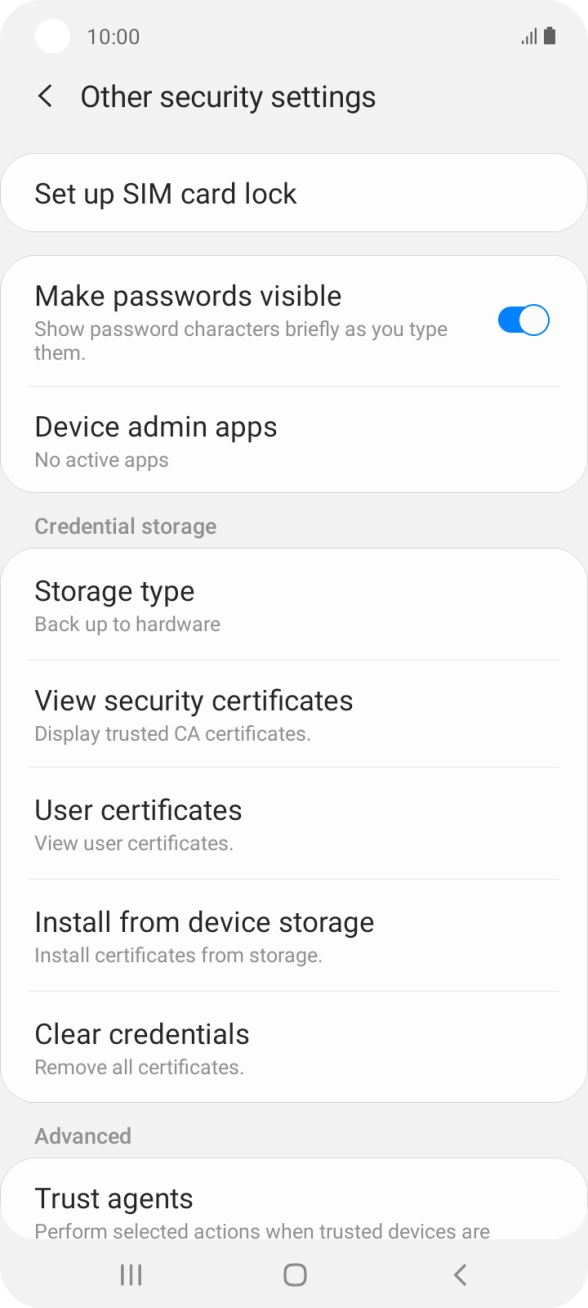 Press Set up SIM card lock. Press Set up SIM card lock.
