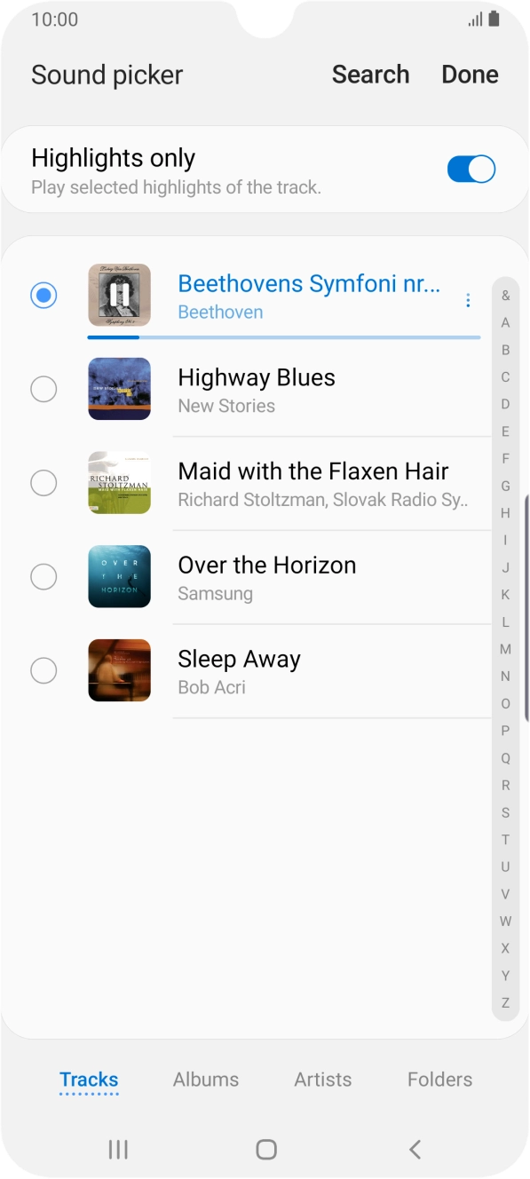 Once you've found a ring tone you like, press Done.