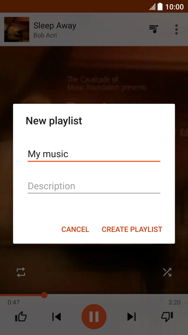 Key in a name for the playlist and press CREATE PLAYLIST.