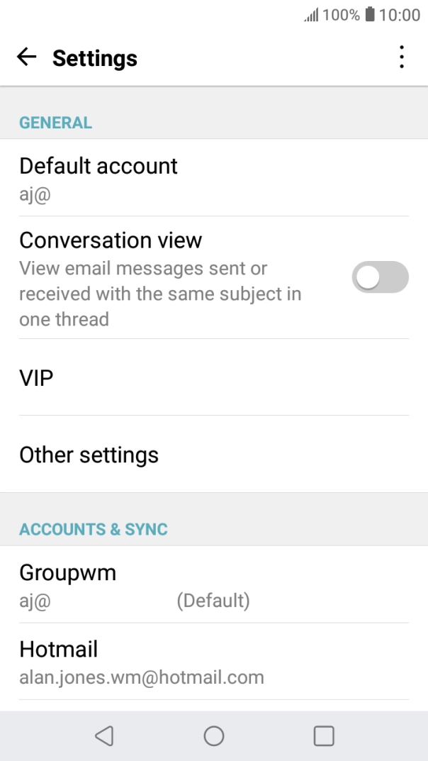 Press the required email account. Press the required email account.