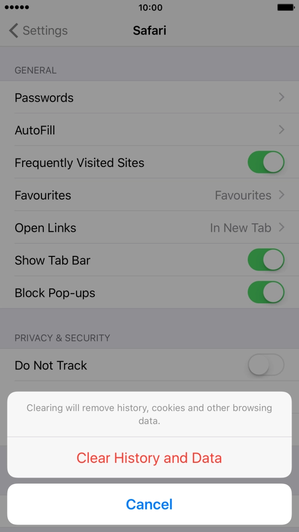 Press Clear History and Data. Press Clear History and Data.