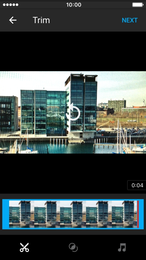 Follow the instructions on the screen to edit the video clip and press NEXT. Follow the instructions on the screen to edit the video clip and press NEXT.