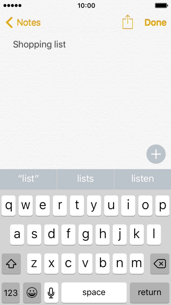 Press the add content icon and follow the instructions on the screen to add additional content to your note.