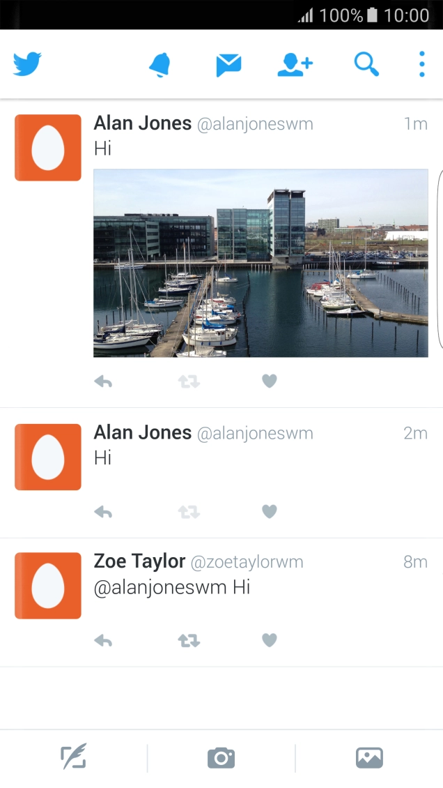 Press the new tweet icon. Press the new tweet icon.