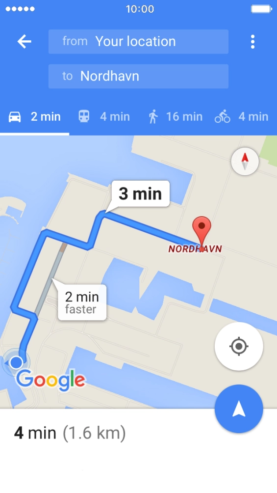 Press the start navigation icon. Press the start navigation icon.