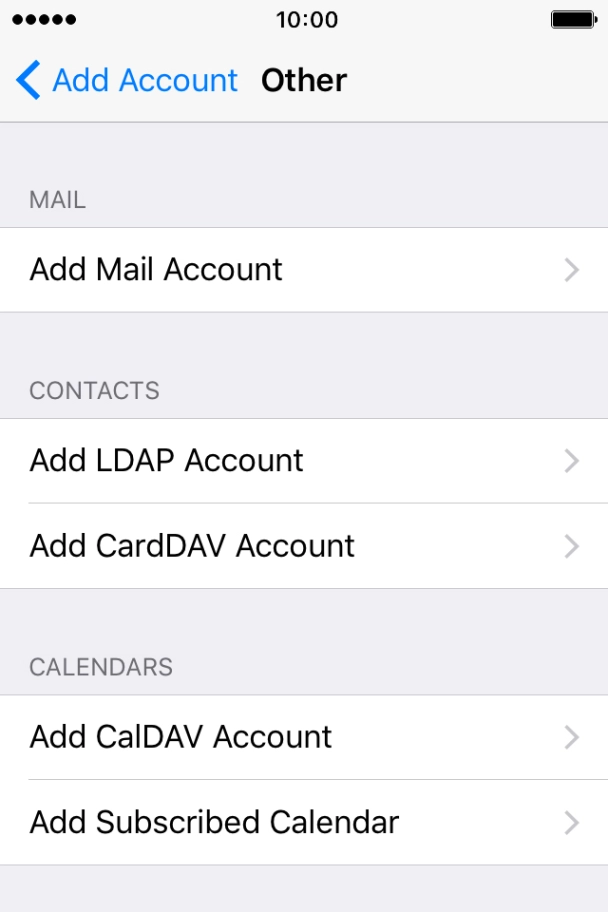 Press Add Mail Account. Press Add Mail Account.