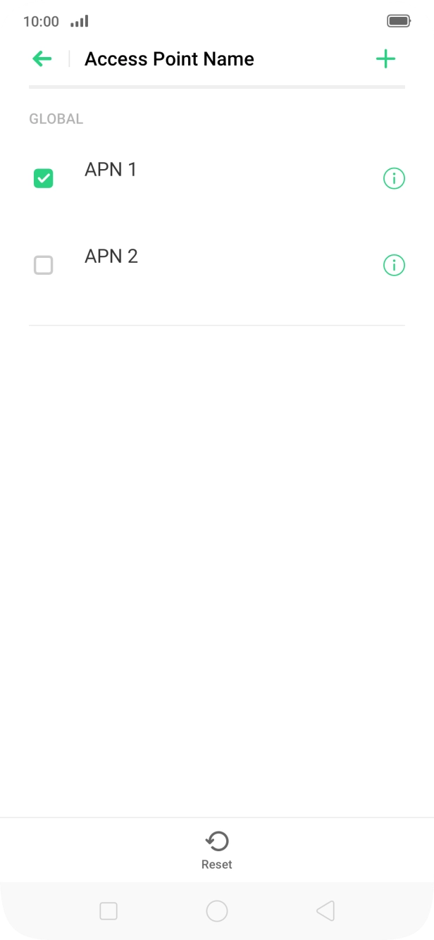 Press the required data connection to activate it.
