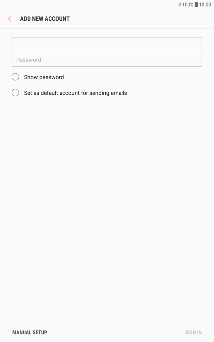 Press Password and key in the password for your email account. Press Password and key in the password for your email account.