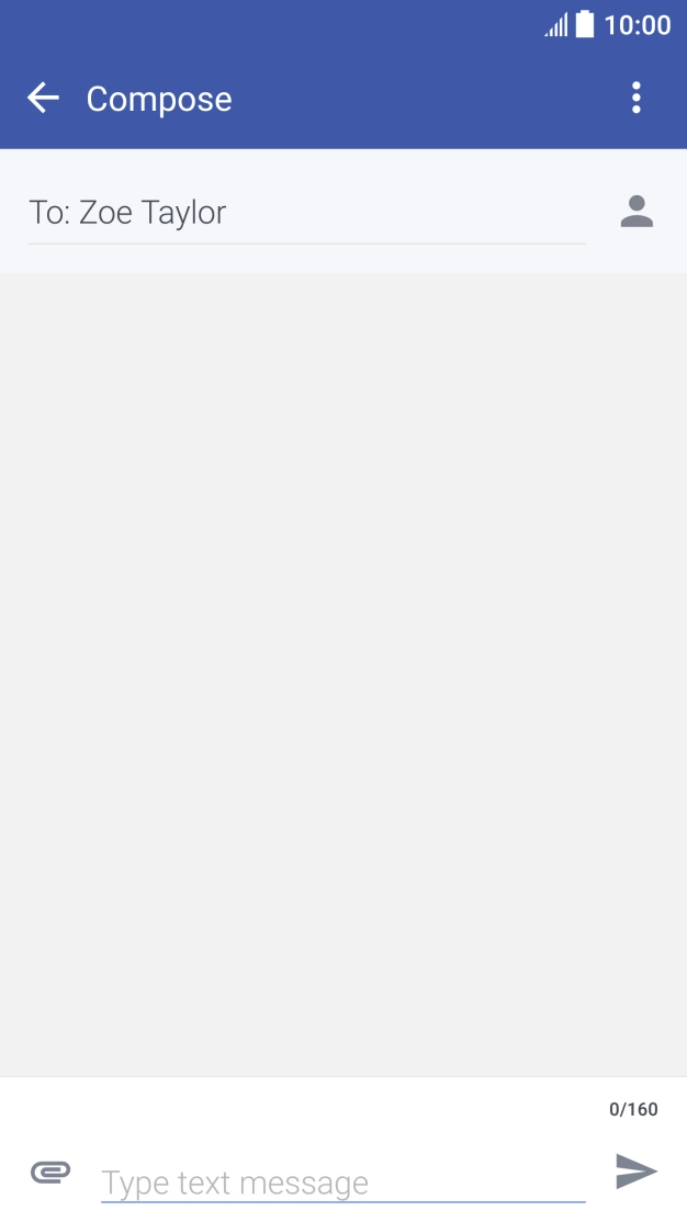 Press the text input field and write the text for your text message. Press the text input field and write the text for your text message.