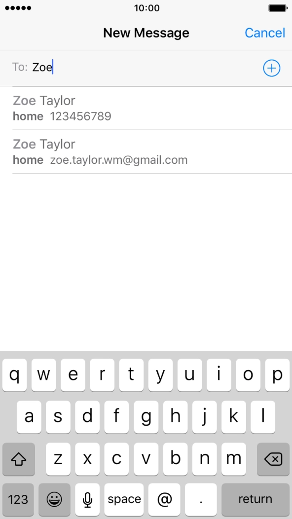 Key in the first letters of the recipient's name and press the required contact. Key in the first letters of the recipient's name and press the required contact.