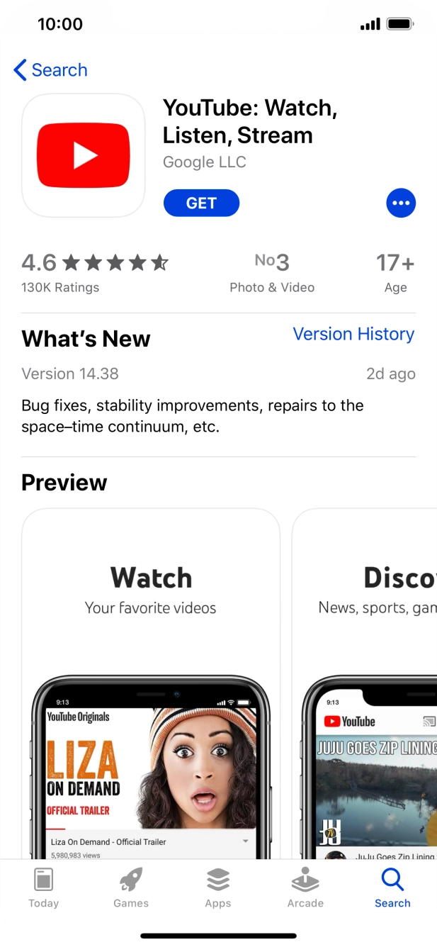 Press GET and follow the instructions on the screen to install the app.