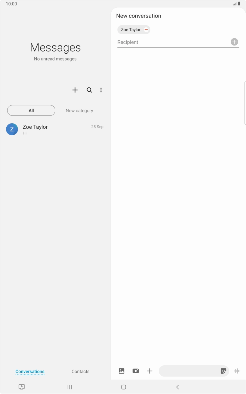 Press the text input field and write the text for your text message.
