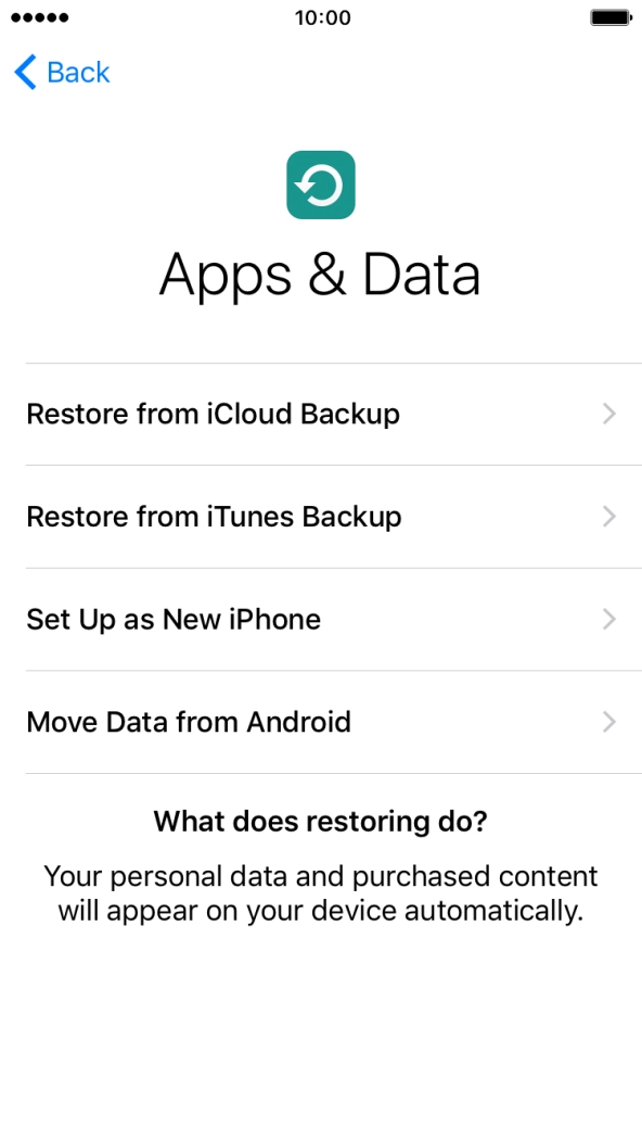 Press Restore from iCloud Backup. Press Restore from iCloud Backup.