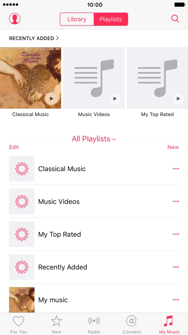 Press New and key in the name of the playlist. Press New and key in the name of the playlist.